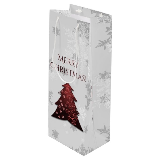 Bolsa de regalo de vino de árbol de navidad rojo (Angulo Anverso)