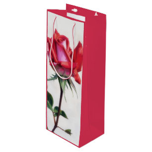 Bolsa de regalo de vino de arte de rosa rosa roja