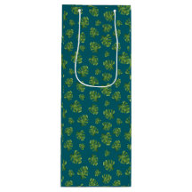 Bolsa de regalo de vino de hoja de Monstera