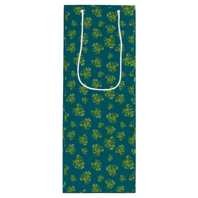 Bolsa de regalo de vino de hoja de Monstera (Anverso)