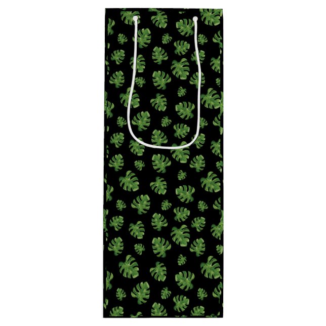 Bolsa de regalo de vino de hoja de Monstera (Anverso)