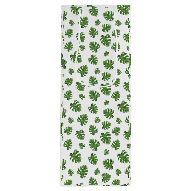 Bolsa de regalo de vino de hoja de Monstera (Anverso)