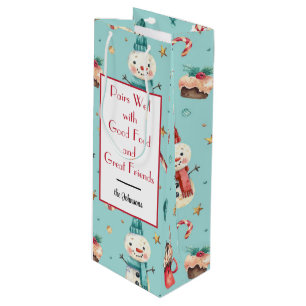 Bolsa de regalo de vino de Navidad con nombre, muñ