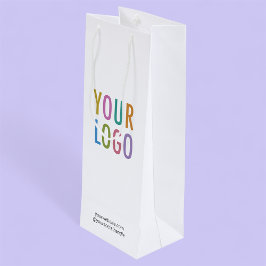 Bolsa de regalo de vino de papel blanco con logoti