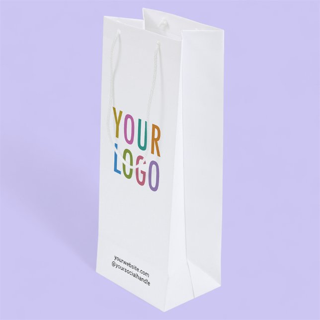 Bolsa de regalo de vino de papel blanco con logoti (MISOOK White Wine Gift Bag with Logo)