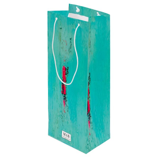 Bolsa de regalo de vino de playa con arte costero (Angulo reverso)