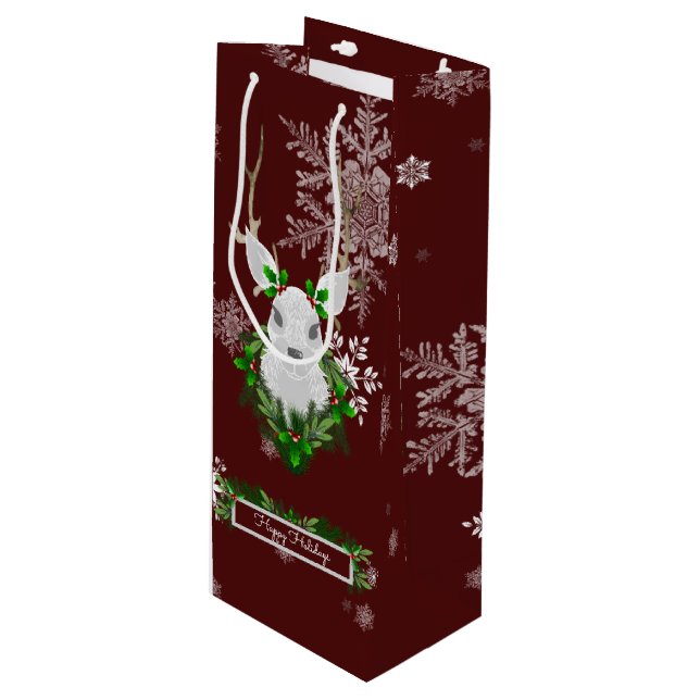 Bolsa de regalo de vino de reno rojo (Angulo Anverso)