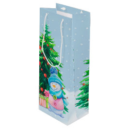 Bolsa de regalo de vino de Snowmen Wind Wonderland