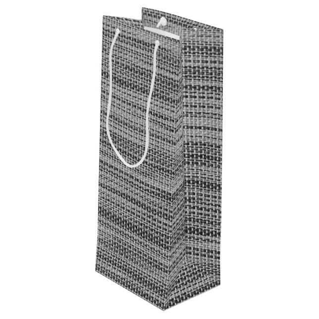 Bolsa de regalo de vino de tela gris falsa (Angulo reverso)