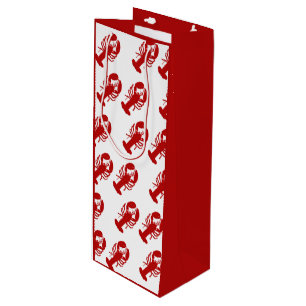 Bolsa de regalo de vino del patrón de langosta roj