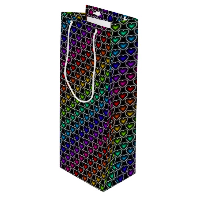 Bolsa de regalo de vino del patrón del corazón del (Angulo Anverso)