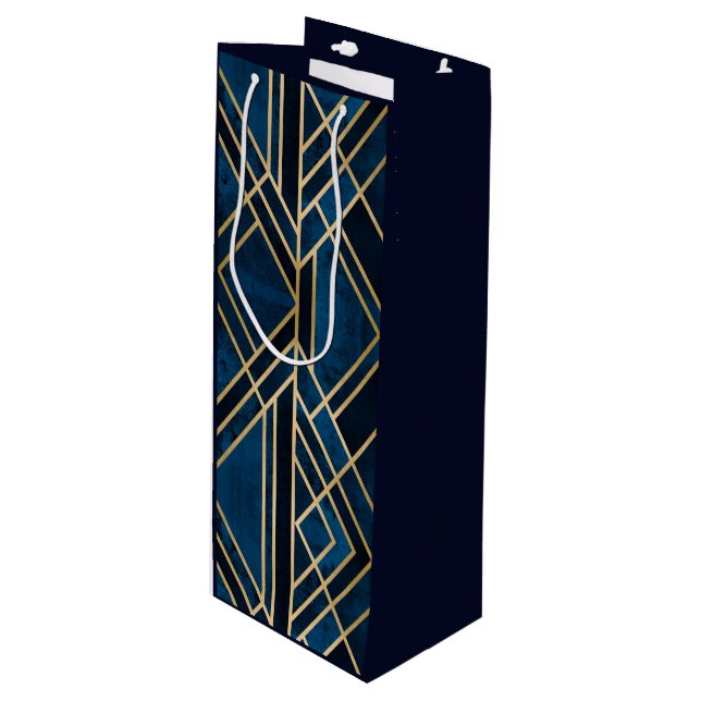 Bolsa de regalo de vino - Espejo azul y oro Art De (Angulo Anverso)