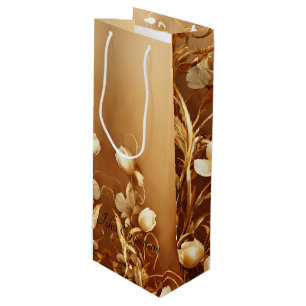 Bolsa de regalo de vino floral