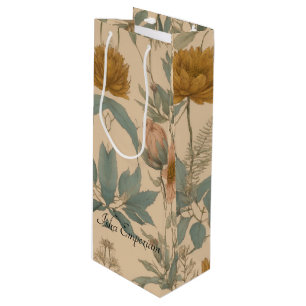 Bolsa de regalo de vino floral