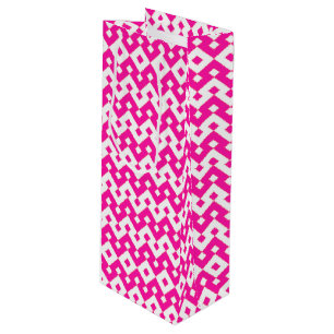 Bolsa de regalo de vino Girlie Candy Pink and Whit