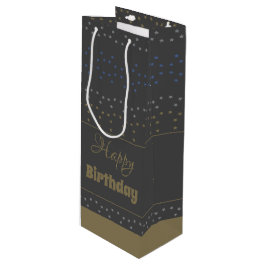 Bolsa De Regalo De Vino Gris Oscuro Con Estrellas