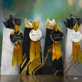 Bolsa de regalo de vino negro y dorado elegante de