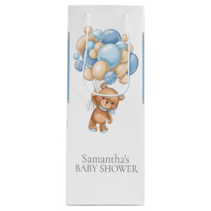 Bolsa de regalo de vino para baby shower de oso es