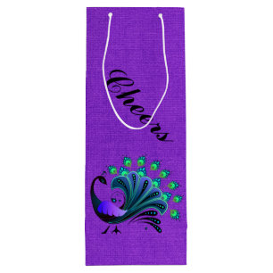 Bolsa de regalo de vino Peacock de tonos azules de