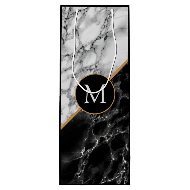 Bolsa de regalo de vino personalizada con monogram (Reverso)