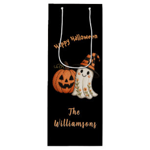BOLSA DE REGALO DE VINO Truco o trato Calabaza Fan
