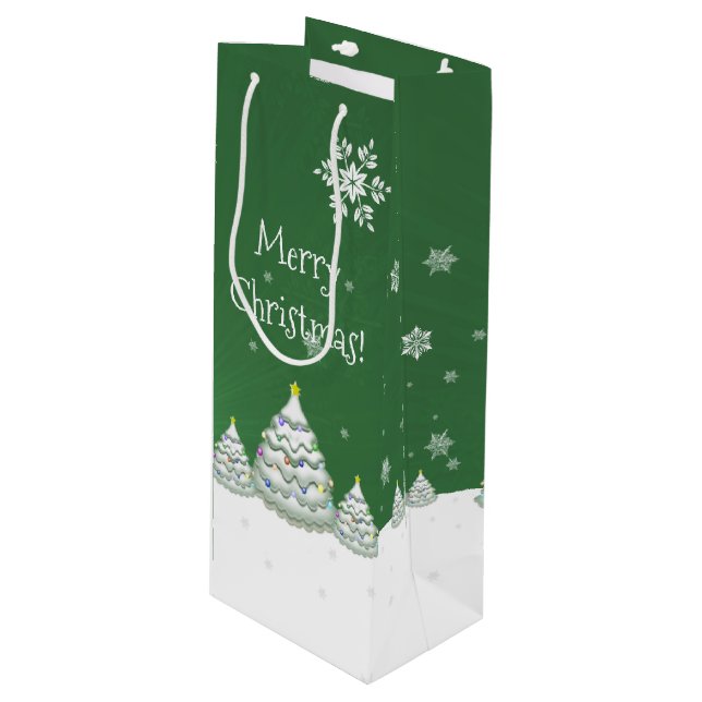 Bolsa de regalo de vino verde de Navidad (Angulo Anverso)