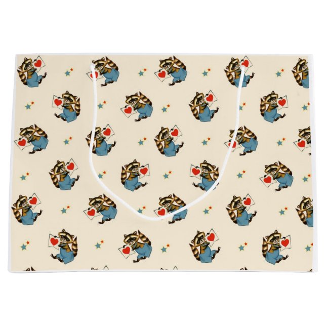 Bolsa de regalo de VINTAGE RACOON AND HEARTS (Anverso)