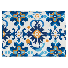 Bolsa de regalo decorativa azul y marrón