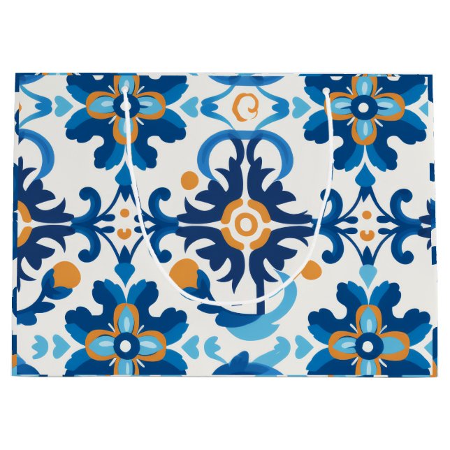 Bolsa de regalo decorativa azul y marrón (Anverso)