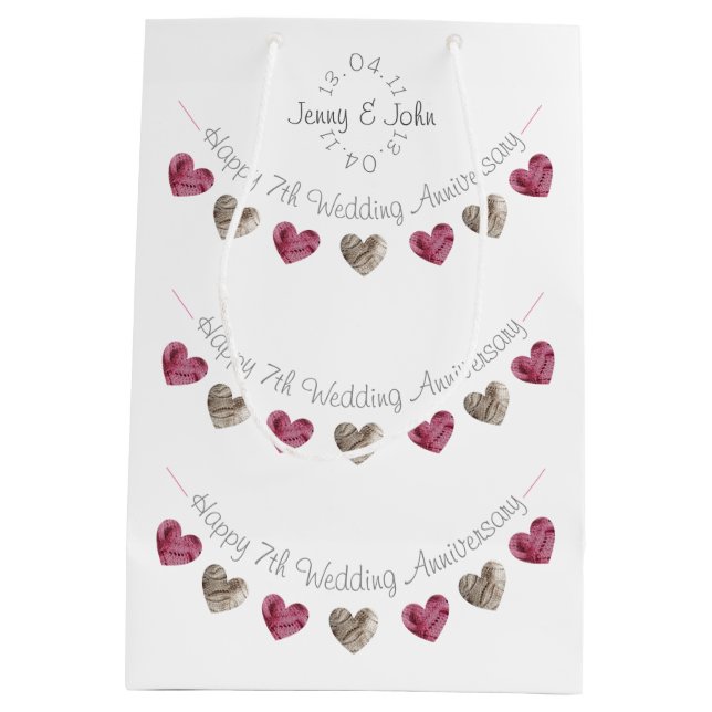 Bolsa de regalo del 7º aniversario de lana o de cu (Reverso)