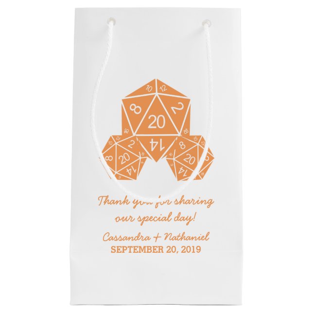 Bolsa de regalo del Boda del naranja D20 dados (Anverso)
