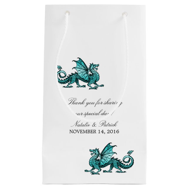 Bolsa de regalo del Boda Dragon verde azulado (Anverso)