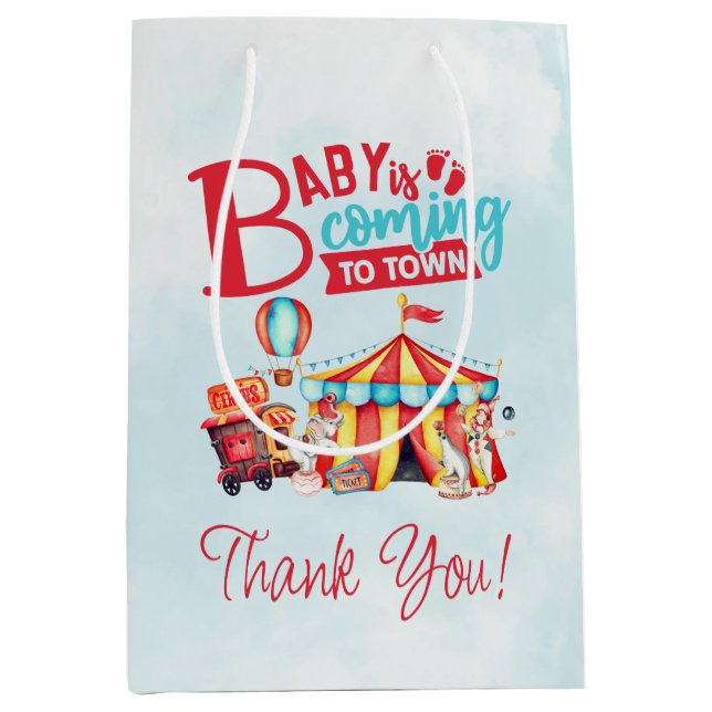 Bolsa de regalo del circo azul Baby Shower Favor (Anverso)