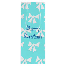 Bolsa de regalo del patrón Aqua Blue and White Bow