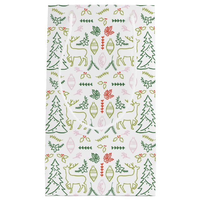 Bolsa de regalo del patrón escandinavo rojo y verd (Anverso)