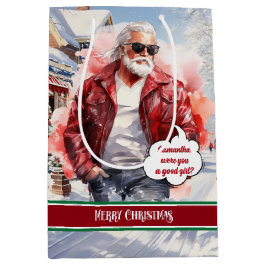 Bolsa de regalo divertida de Navidad Santa Mediana