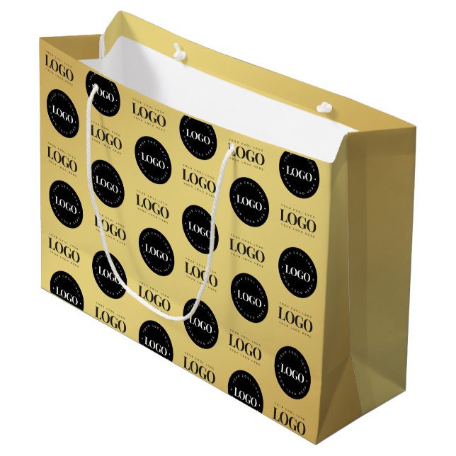 Bolsa de regalo elegante con gradiente dorado y lo (Angulo Anverso)