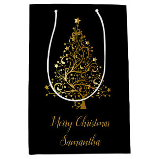 Bolsa De Regalo Elegante De Árbol De Navidad Negro