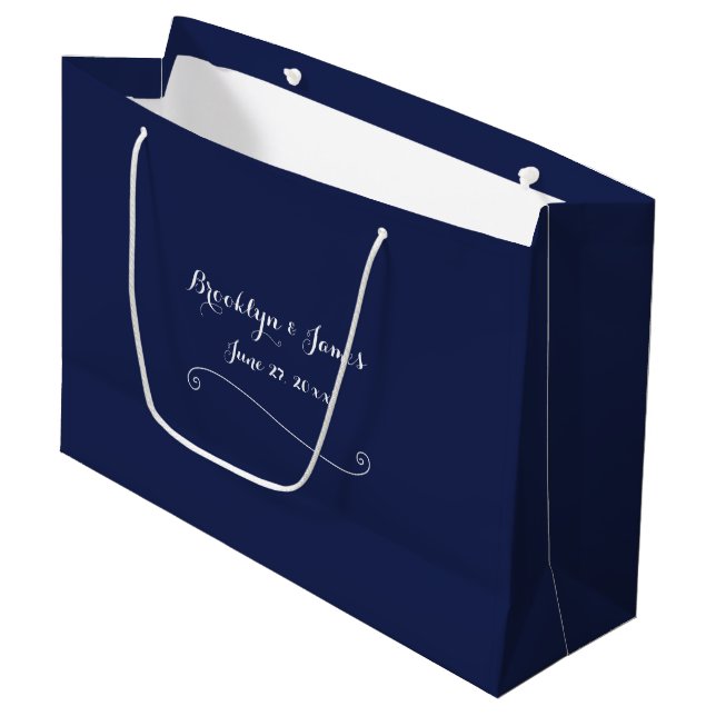 Bolsa de regalo elegante de Boda azul de la marina (Angulo Anverso)