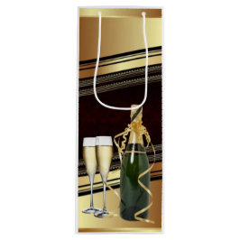 Bolsa de regalo elegante de champán/vino de oro