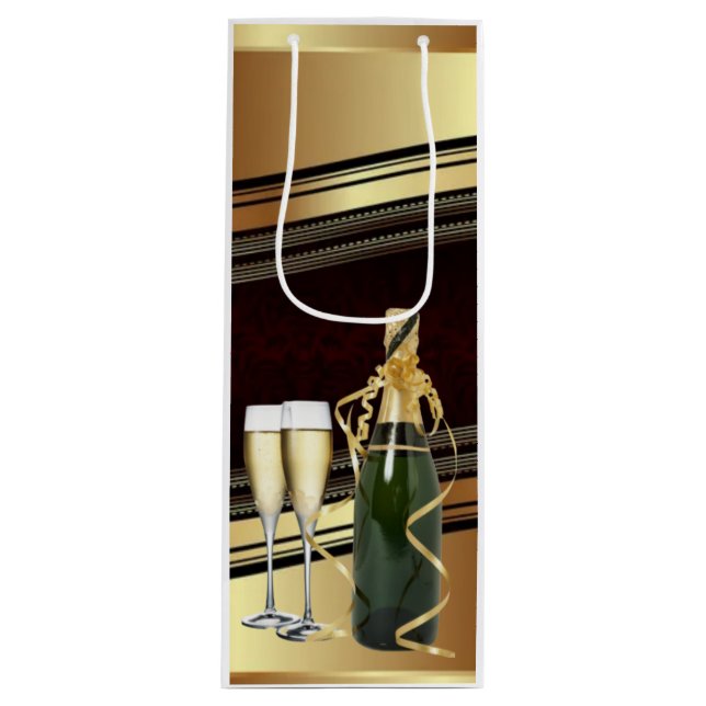 Bolsa de regalo elegante de champán/vino de oro (Anverso)
