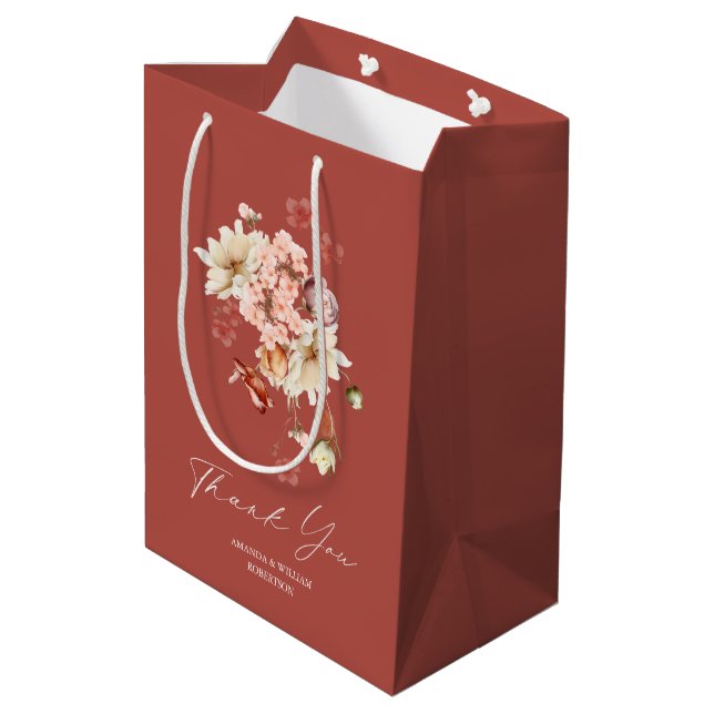 Bolsa de regalo elegante de flores para agradecer  (Angulo reverso)