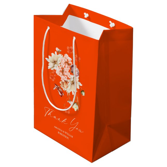Bolsa de regalo elegante de flores para agradecer  (Angulo reverso)