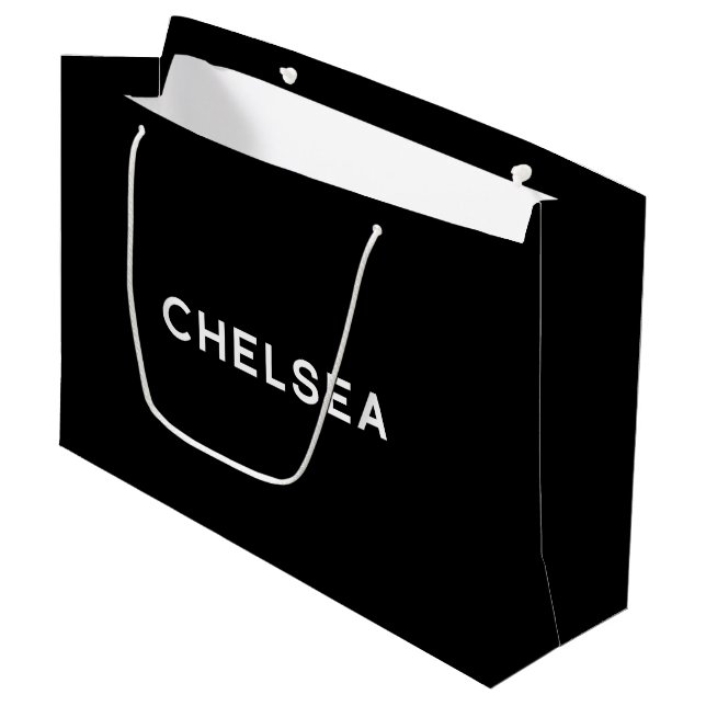 Bolsa de regalo elegante en blanco y negro (Angulo Anverso)