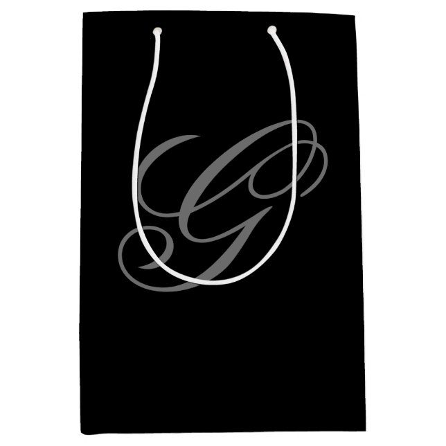 Bolsa de regalo elegante monograma medio (Anverso)