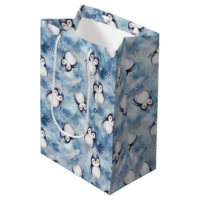 Bolsa de regalo en medio de Baby Shower pingüino (Angulo Anverso)