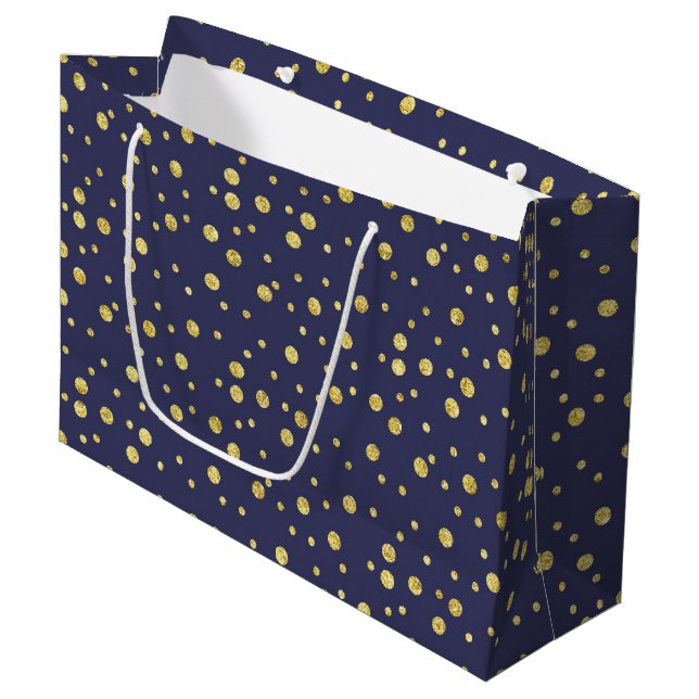 Bolsa de regalo Fiesta elegante con puntos de oro  (Angulo Anverso)