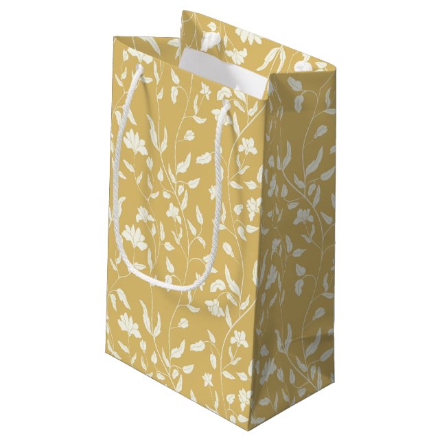 Bolsa de regalo floral amarillo y crema (Angulo reverso)