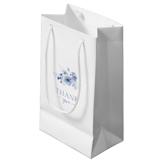 Bolsa de regalo floral azul polvoriento (Angulo Anverso)