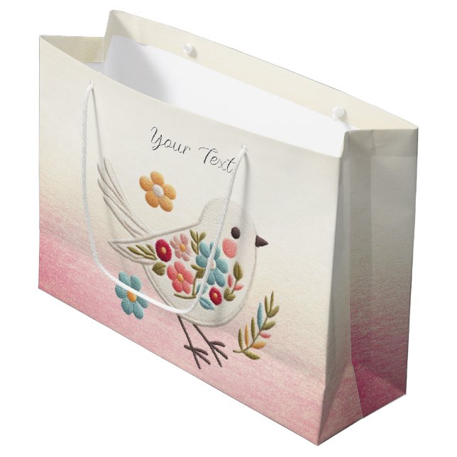 Bolsa de regalo floral de ave blanca pequeña (Angulo Anverso)
